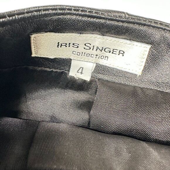 Iris Singer Black Leather Pencil Skirt Womens Size 4 - Picture 5 of 9